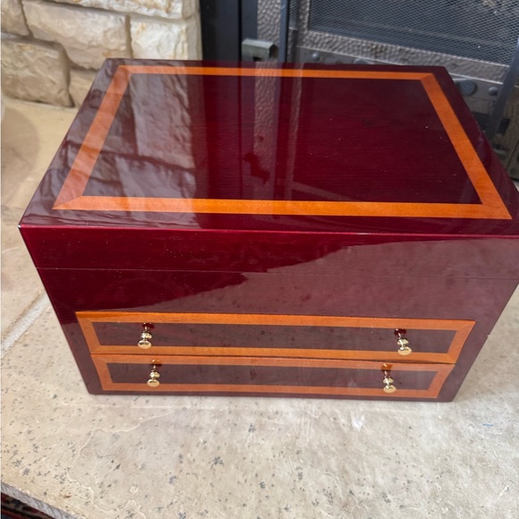 Other - Luxury Wooden Jewelry Box with Mirror – 3-Tier Jewelry Organizer Chest